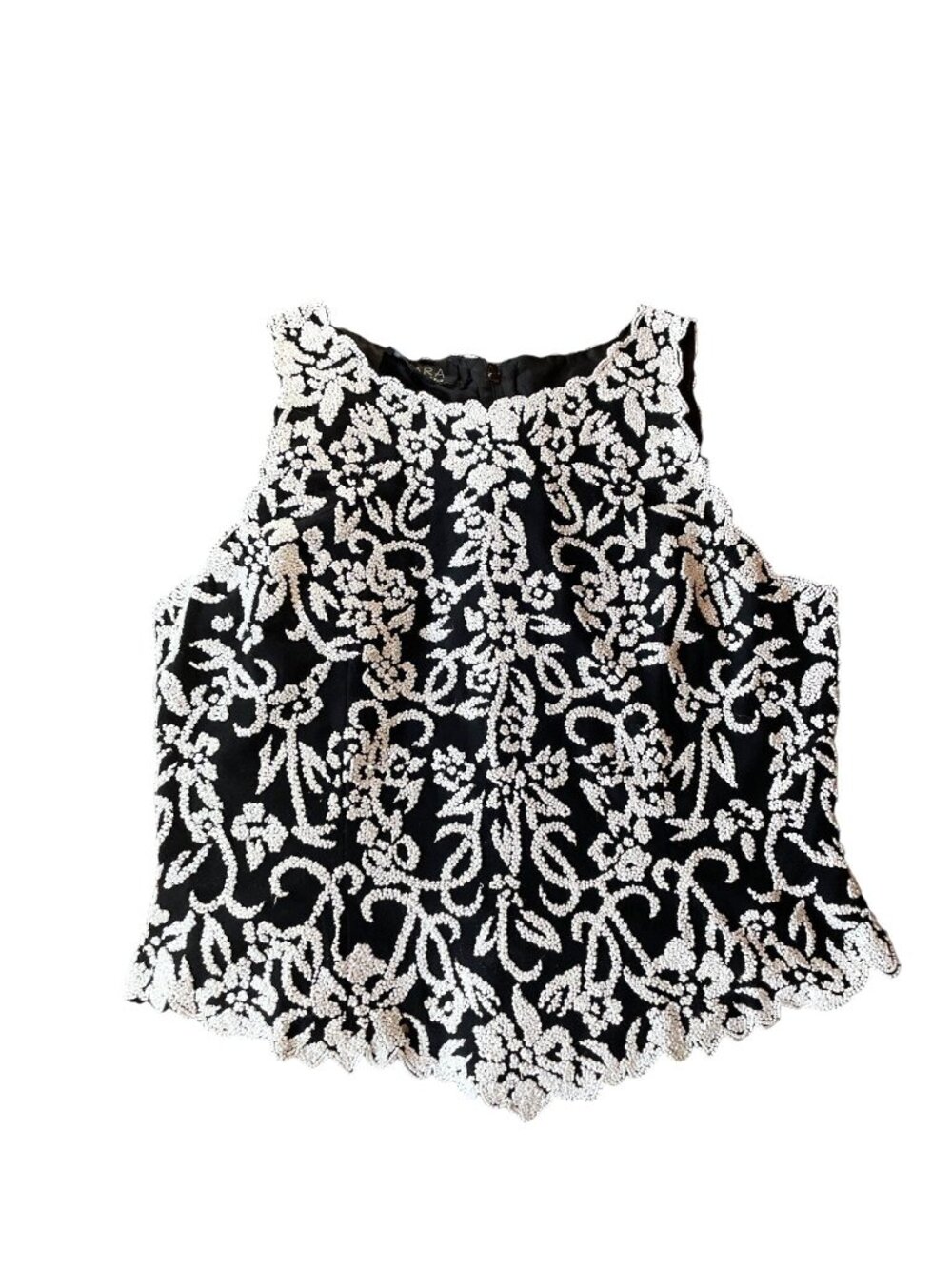 J Kara New York XXL Beaded Black White Womens Sleeveless Tank Vintage Piece Zip